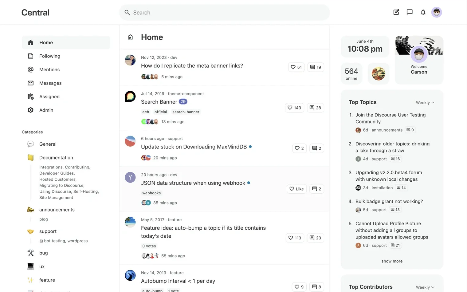 Discourse Central Theme — Concept (desktop)